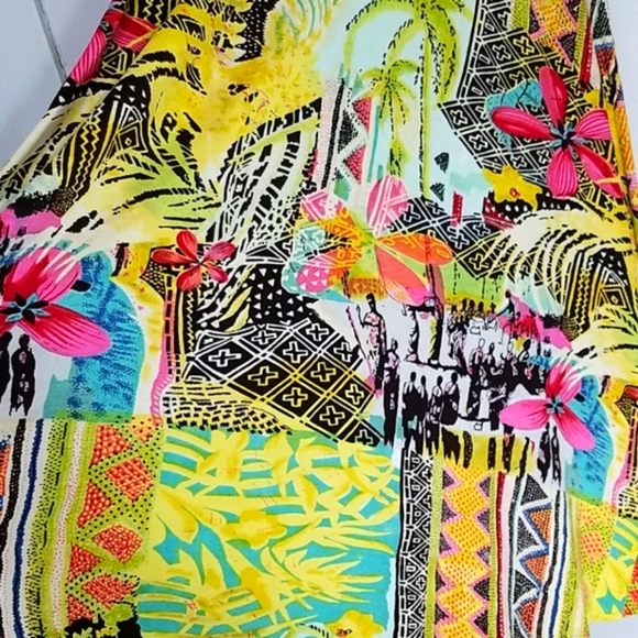 Sharon Young Skirt maxi stretch palm tree floral tropical print Beach Resortwear - Picture 4 of 9